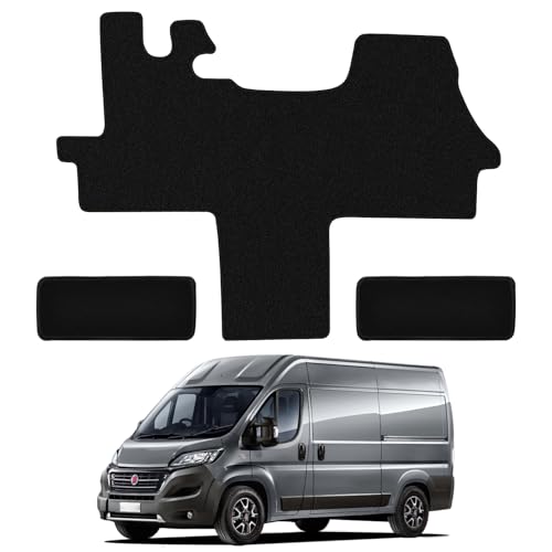 Tapis de Sol de Voiture Remplacement pour Fiat Ducato Peugeot Boxer Citroen Jumper 2006-2024, Tapis de Sol Haut de Gamme Siège Avant Tapis de Voiture Noirs Classiques...