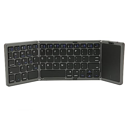 Clavier sans fil POENVFPO design gris pliable en ABS avec pavé tactile intégré de haute précision