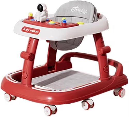 2-in-1 Interactive Baby Walker & Push Toy – Anti-Slip Adjustable Handle | Educational Activity Centre for Walking, Balance & Motor Skills (Red)