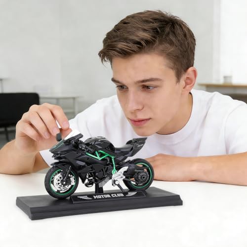 Miniatura 6 de Tupinerq Moto Motocicleta, Mini Maqueta Moto, Juguete De Modelo De Motocicleta, Compatible Con Modelo 1:18, Para Colección De Regalo De Fiesta De Cumpleaños Regalo Negro-Verde