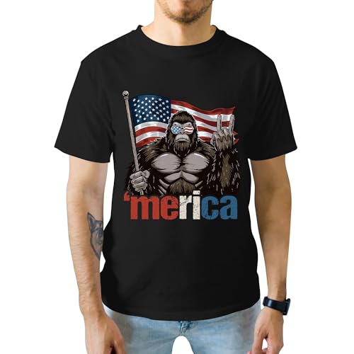 AstroFazz Merica T-Shirt - 4th of July Shirts - Independence Day Shirt - American Patriotic Tshirt - Fourth of July T Shirt - American Pride Shirt (Black M)