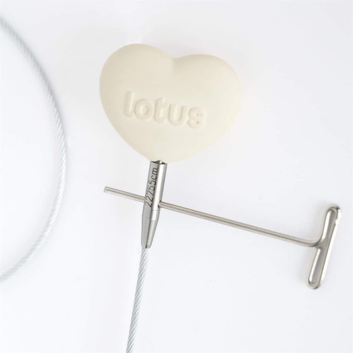 Silver Interchangeable Swivel Nylon Cables Rope, Matching Lotus Yarns Needles Tips, Useful Needle Cords with 2 Stoppers (22"/55cm)