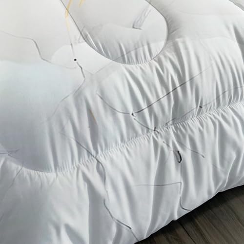 Image of QOOMO 3Pcs Flower Print Comforter Set Full Size,Cartoon Plants Bedding Set for Teens Boys Girls,Black White Comforter with 2 Pillowcases,Soft and Lightweight