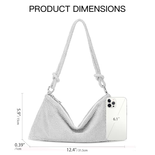 Image of RNIEGA Pearl Crystal Clutch Purse for Women Fashion Elegant Bride Evening Clutch Handbag Crossbody Shoulder Bag with Chain