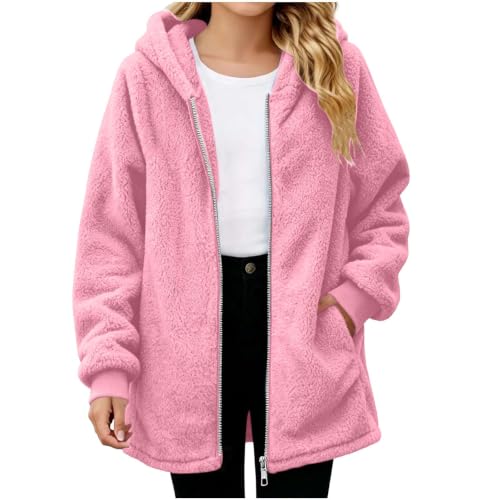 Girls Jacket Fleece Zip up Hoodie Fuzzy Sweaters Kids Teen Fall Winter Coat - image 1