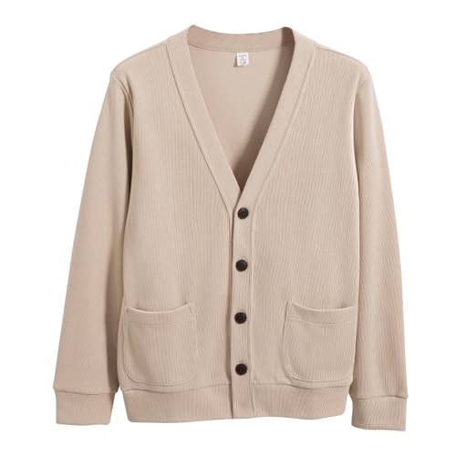 Men's Cardigan Sweaters Cable Knit V Neck Button Down Sweater Regular Fit Autumn Long Sleeve Solid Color Soft Knitwear