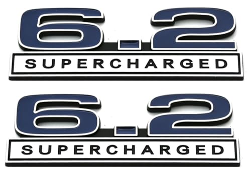 Image of 2pcs 6.2 Liter Supercharged Emblems Hood Engine 3D Badge Replacement for ZL1 LS3 Trunk (Blue)