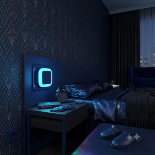 Image of 0.5W LED Night Light, Plug-in 2-Pin Compact Socket Lamp for Bedroom, Hallway & Living Room, Energy Efficient Soft Glow, Plug & Play (Blue)