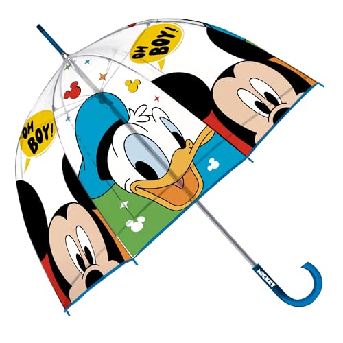 ARDITEX Guarda-chuva infantil transparente Mickey Mouse, EVA, diâmetro de 67 cm, forma de bolha, abertura manual, 8 painéis