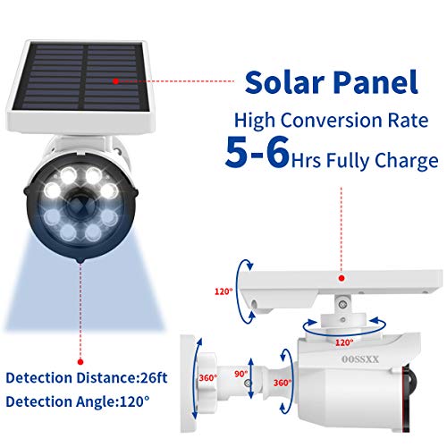 Oossxx (Wire Free Solar Motion Light) Outdoor Motion Sensor Solar Powered Wireless Fake Camera Brightest Floodlights Spot Lighting Waterproof Spotlight Home Security Led Lights Activated Detector #TOP5