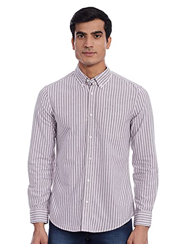 Image of Marks & Spencer Men's Regular (Shirt Burgundy Mix 18.5)