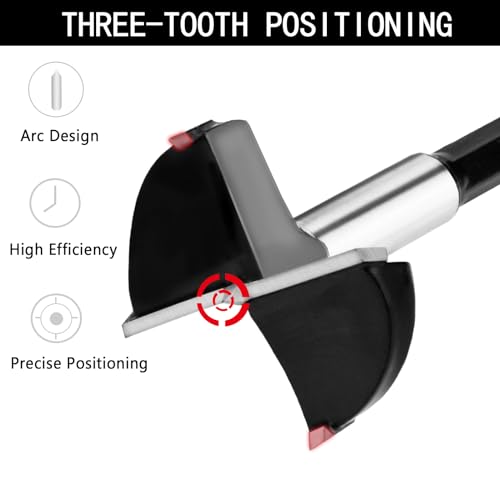 hsawbit 70mm Forstner Drill Bit Hinge Cutter Carbide Tipped Forstner Bit for Kitchen Cupboard Hinges Hard Wood Hole Saw Woodworking Drilling Hinge Drill Bit - Image 2