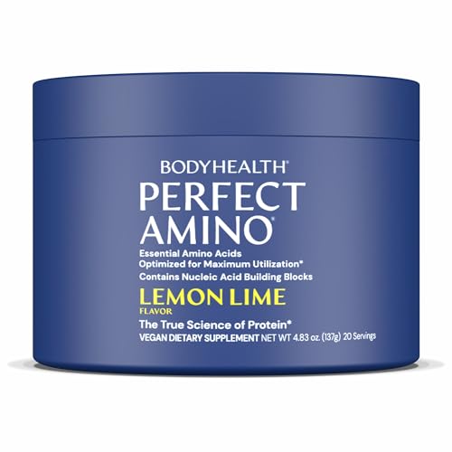 Image of BodyHealth PerfectAmino - BCAA and EAA Powder for Pre and Post Workout - Amino Acid Energy Drink for Men and Women to Support Lean Muscle and Recovery - Lemon Lime - 20 Servings