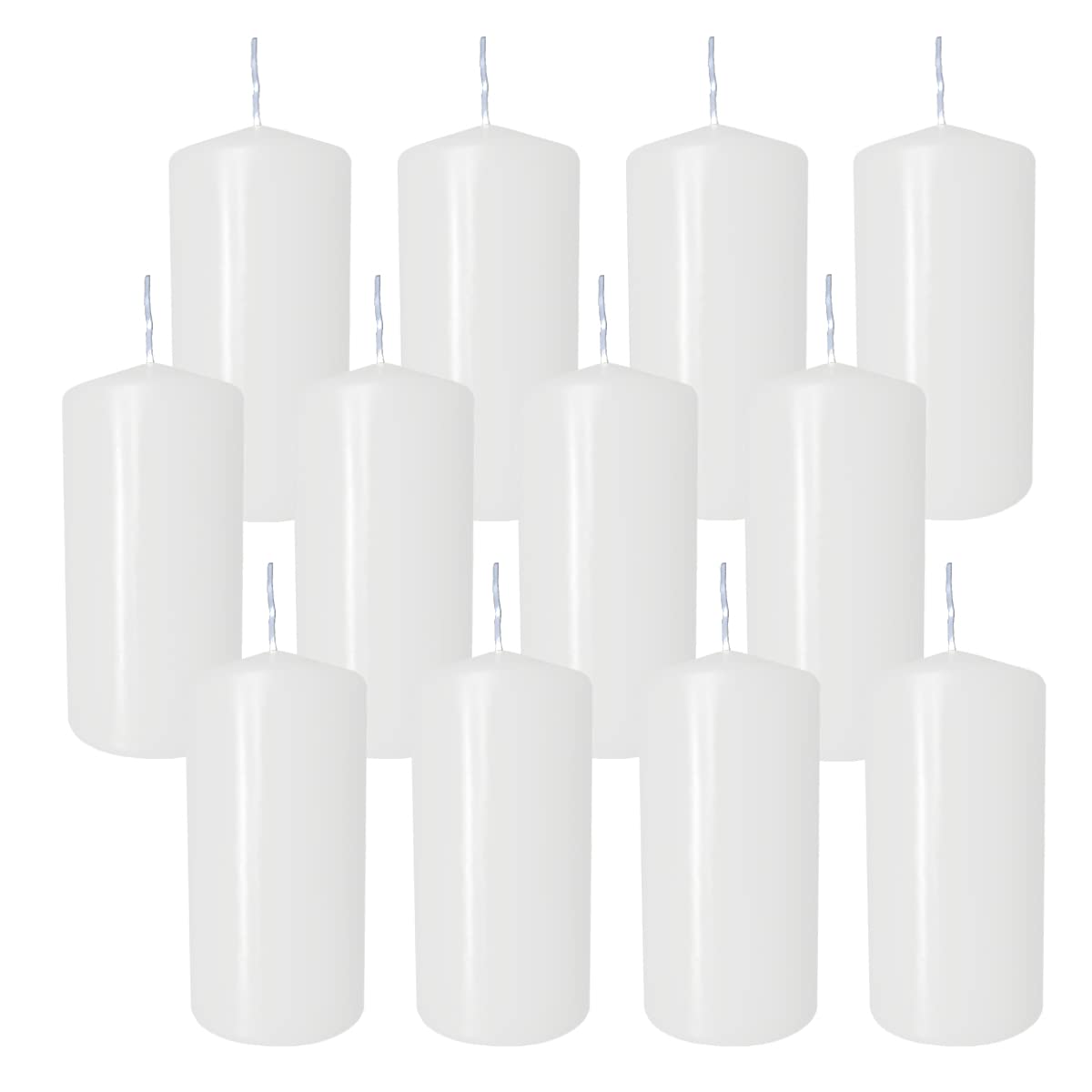 12 Pillar Candles 60 x 120 mm White