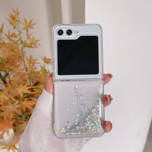 Coque Samsung Galaxy Z Flip 5 paillettes liquide quicksand transparent