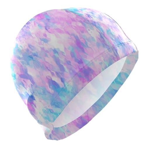 Dallonan Swimming Cap Unisex Adult Swim Cap Women Men Mosaic Ethnic Colorful Blue Violet Pink Polyester