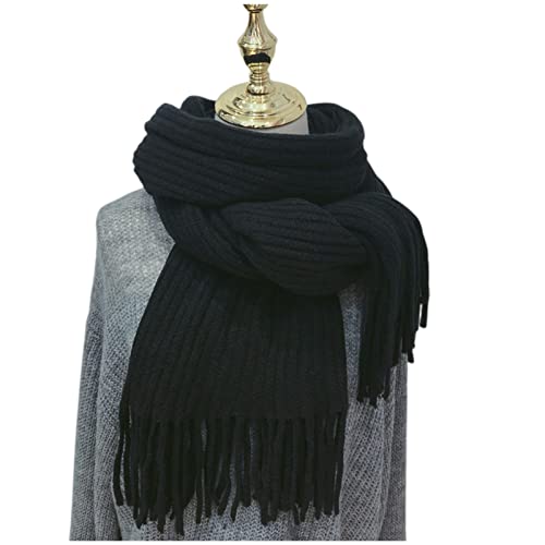 Foulard écharpe femme URYYRIT grand châle chaud d'hiver couleur unie à franges