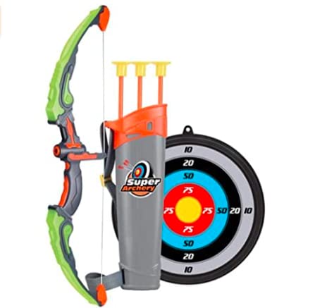 Bow and Arrow for Kids with LED Flash Lights - Archery Bow with 3 Suction Cups Arrows, Target, and Quiver, Practice Outdoor Toys for Children Above 5-12 Years Old Green (3 arrows)
