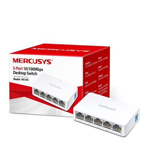 Commutateur/concentrateur Ethernet de bureau MERCUSYS 5 ports 10/100Mbps, répartiteur Ethernet, Plug & Play, aucune configuration requise (MS105) Cover