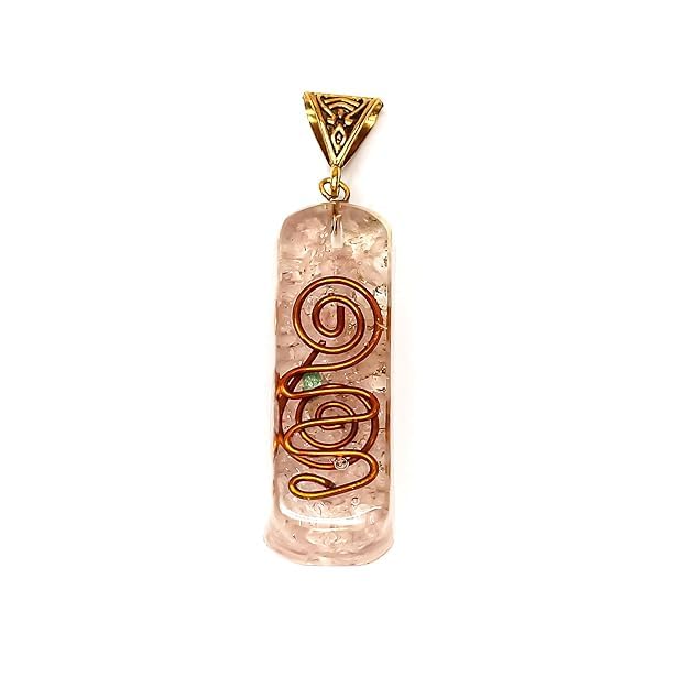 Image of Orgonite Pendant with Power Symbol Handmade Resin Energy Amplifier Necklace
