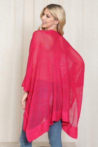 Image of RIAH FASHION Bohemian Sequin Glitter Shawl Wrap Poncho - Kimono Cardigan, Sparkly Metallic Mesh Scarf, Open Knit Crochet