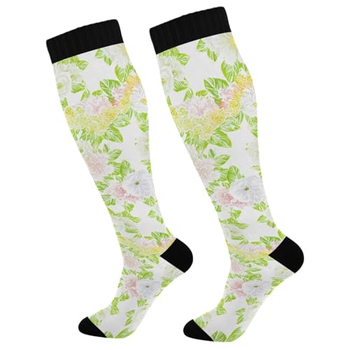 GakkiGii Spring Flowers Compression Socks for Women & Men – Knee High Support for Running, Nurses, Travel, Workout – 1 Pair