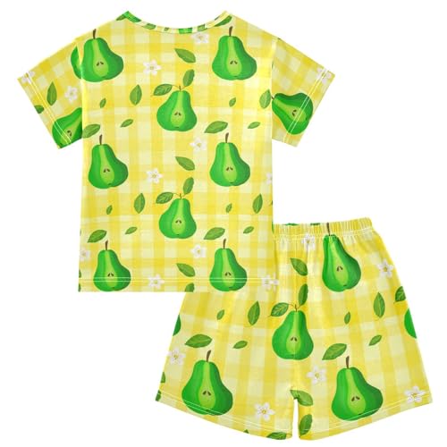 Pear Flowers Yellow Pajama Set Short Sleeve Pajamas Shorts Sets Cotton PJS 2 Piece Clothes Set 5Y2