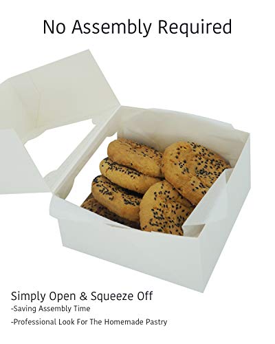White Cookie Boxes 12 Packs 6\" x 6\" x 3\" for Gift Giving with Windows Easy Assembly