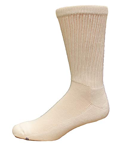 MediPeds Coolmax Cotton Half Cushion Crew Socks, X-Large Mens 12-14, White, 2 Pair