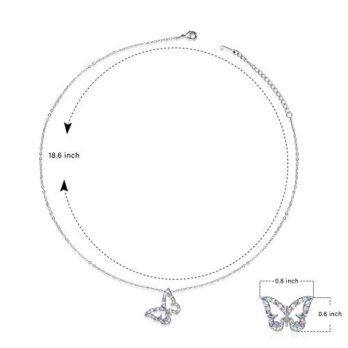 Kiokioa Butterfly Multi-Color Crystal Charm Pendant Necklace For Girls, Teens And Women (Colorful) #TOP3