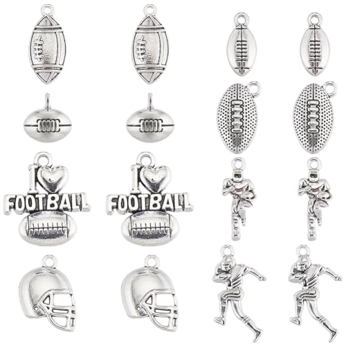 SUNNYCLUE 1 Box 64 Stück Fußball Charms Große Menge American Football Sport Charm 3D Rugby Ball Perle Tibetischer Stil Antik Silber „I Love Football“ Charm Fußballspieler Sport Charms Für Die Schmuckh SUNNYCLUE 1 Box 64 Stück Fußball Charms Große Menge American Football Sport Charm 3D Rugby Ball Perle Tibetischer Stil Antik Silber „I Love Football“ Charm Fußballspieler Sport Charms Für Die Schmuckh