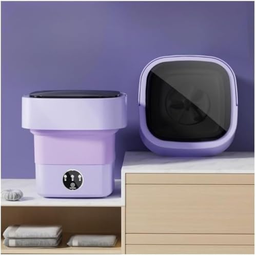 ポータブル、折りたたみ式ミニ洗濯機、スピン乾燥機、全自動洗濯・乾燥機能、8L大容量、銀イオンパワーバンク、操作簡単、節水・省エネ、高性能、コンパクトで持ち運び可能、寮の部屋、子供服、おもちゃ、ペット用品、タオル、靴下、下着、一人暮らしの洗濯に最適 (パープ