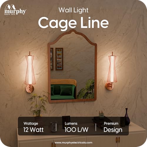 Image of Murphy Cage Line 12W Wall Lamp Pack of 1 | 3-in-1 Color Changing LED (Cool White /Warm White /Natural White) with 2-Year Warranty | Premium Rose Gold Finish Decorative Light