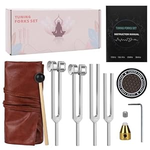 Tuning Forks for Healing Set – 128Hz, 136.1Hz, 256Hz, 384Hz Resonance Sound Healing Instruments, Harmony & Pure Frequency Sound Therapy, Chakra & Frequency Healing, Weighted Medical Grade Tool
