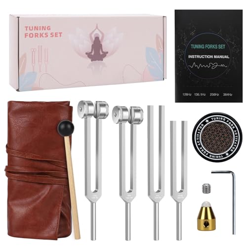 Tuning Forks for Healing Set 128Hz 136.1Hz 256Hz 384Hz Resonance Sound Healing Instruments Harmony & Pure Frequency Sound Therapy Chakra & Frequency Healing Weighted Medical Grade Tool