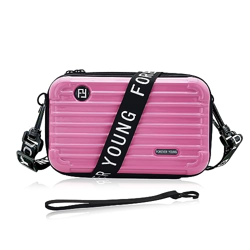 Image of Mini Suitcase Crossbody Bag, Plastic Mini Suitcase Bag Suitcase Purses Stylish Suitcase Cosmetic Bag with 2 Straps