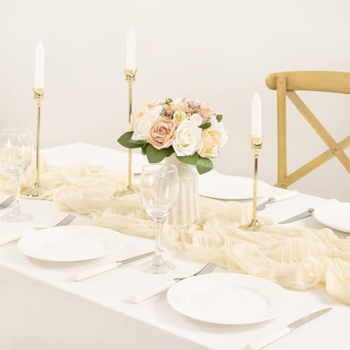 MLMC Beige Cheesecloth Table Runner 10ft Cream Rustic Gauze Cheese Cloth Table Runner 35x120 Inches Sheer Cloth Centerpiece for Wedding Baby Bridal Shower Home Decor by MLMC - Image 6