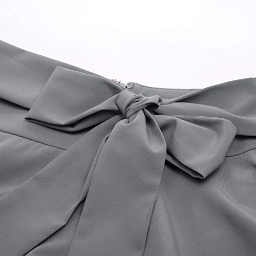 Belle Poque Women's High Waist Midi Swing Skirt with Pockets Gray 3XL - Thumbnail 6