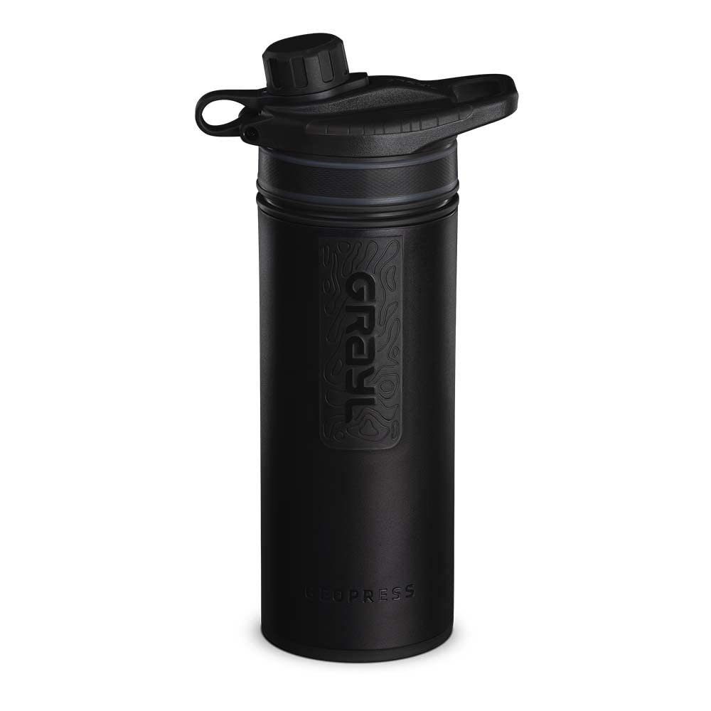 Grayl GeoPress Outdoor- & Reisewasserfilter | für 250L Wasser | Filterkartusche wechselbar | Covert Black mit 1 Ersatzfilter