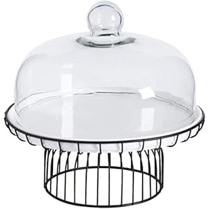 Pastry Tray with Lid Fruit Snack Storage Bracket with Glass Dome Cover(Size:29cm)