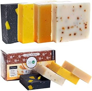 360 Feel Men's Soap bar Handmade -Masculine fragrance-, Patchouli, Pine Tar with Charcoal Beeswax,Citrus - Gift pack- Natural Men Soap- Gift for him Bay Rum, 4 Count (Pack of 1)