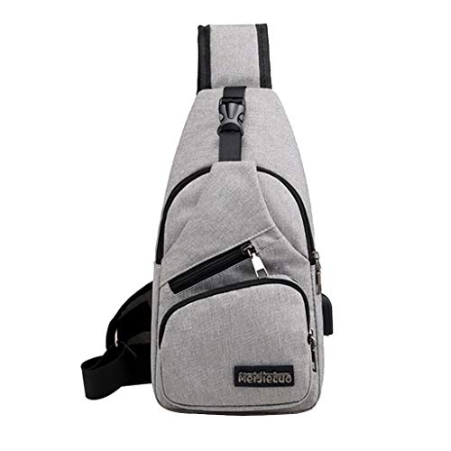 Colcolo Bolsa de ombro masculina, bolsa transversal, porta de carregamento USB, anti-cinza, 33 x 16