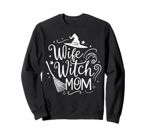 Wife Witch Mom Whimsical Broom Womens Halloween Top Sweatshirt