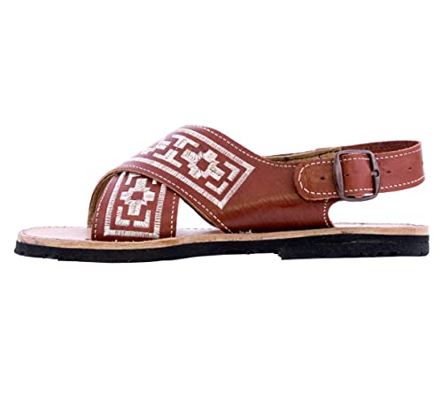 Cowboy Professional Mens 005 Chedron All Real Leather Mexican Huaraches Open Toe Piteado2