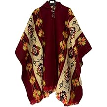 Gamboa Alpaca Wool Mexican Poncho with Hood for Men Hoodie Pancho Mens Western Hooded Serape