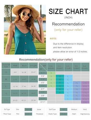 Image of MISFAY Women's Summer Spaghetti Strap Casual Swing Tank Beach Cover Up Dress with Pockets