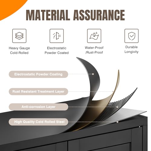 Image of Yizosh Metal Pantry Cabinet, 75 inch Kitchen Pantry with 2 Door and 4 Adjustable Shelves,Black Metal Pantry Storage Cabinet,Cupboard for Kitchen,Dining Room,Living Room and Bathroom
