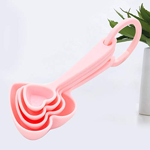 Hemoton 12Pcs Plastic Measuring Spoons Heart Shape Teaspoon Dessert Spoon Scoop Coffee Dry Measure Liquid Tableware For Valentines Day Kitchen Baking Supplies Random Color #TOP7
