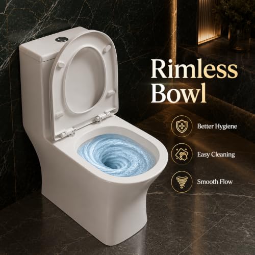 Image of KrissKross One‑Piece Western Commode, S‑Trap 9-12 inch, Soft‑Close Quick‑Release Seat, High‑Gloss Ceramic, White Floor‑Mounted WC for Indian Bathrooms