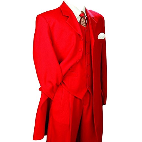 HBDesign Mens 3 Piece 7 Button Peak Lapel Slim Fit Long Pattern Suits Black2